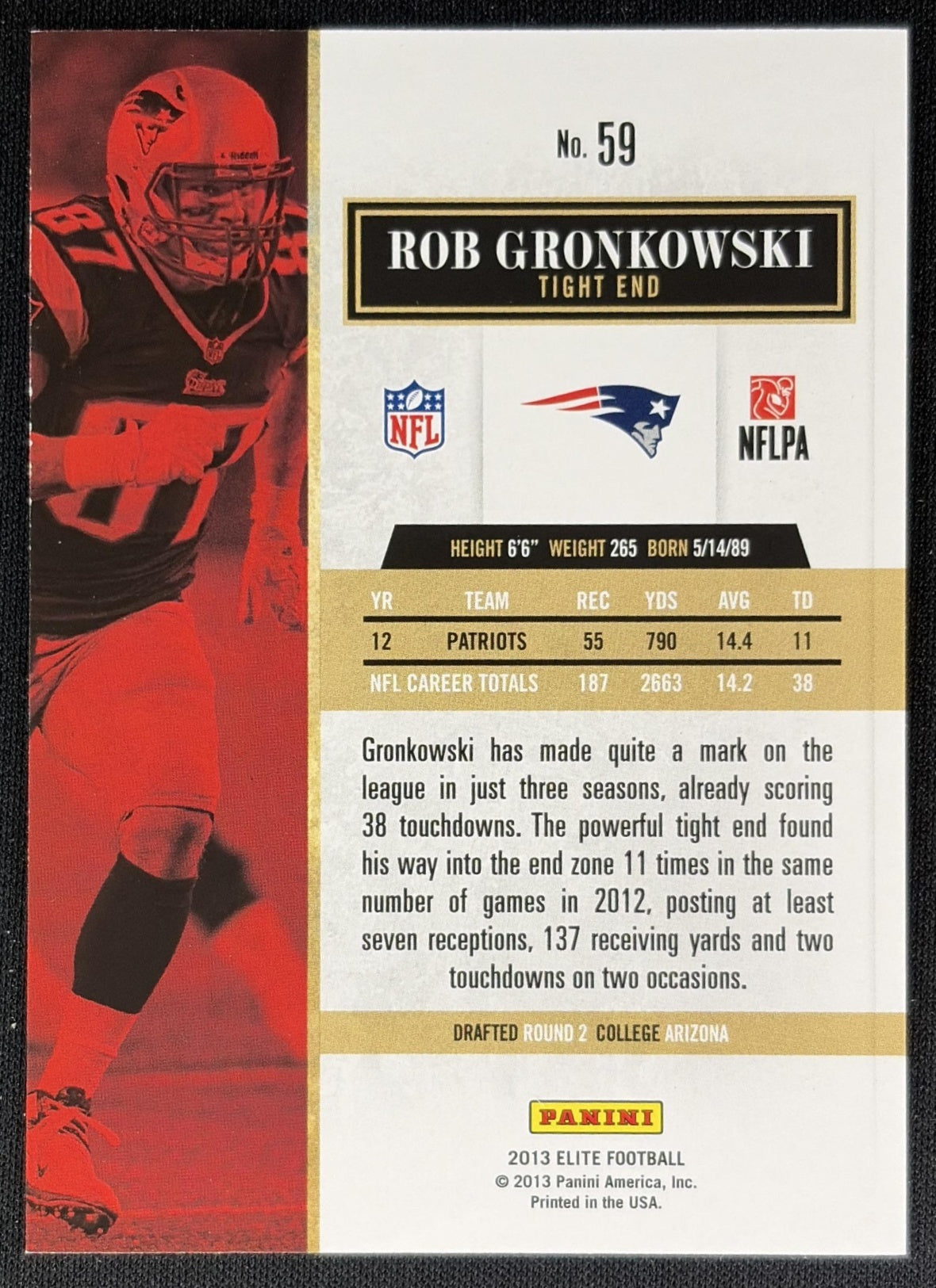 Rob Gronkowski 2013 Panini Elite Turn of the Century /199 Patriots Sports Trading Cards