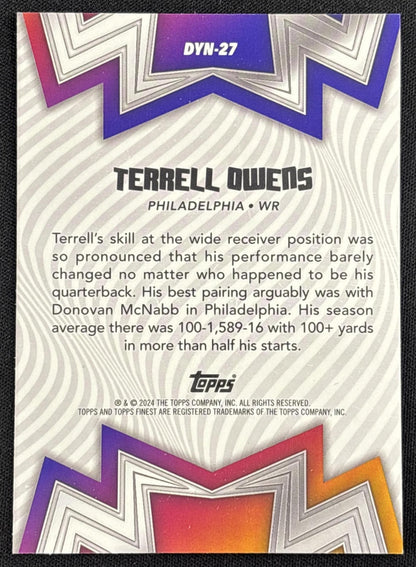 Terrell Owens 2024 Topps Finest Dynamos Sky Blue Refractor /150 Eagles