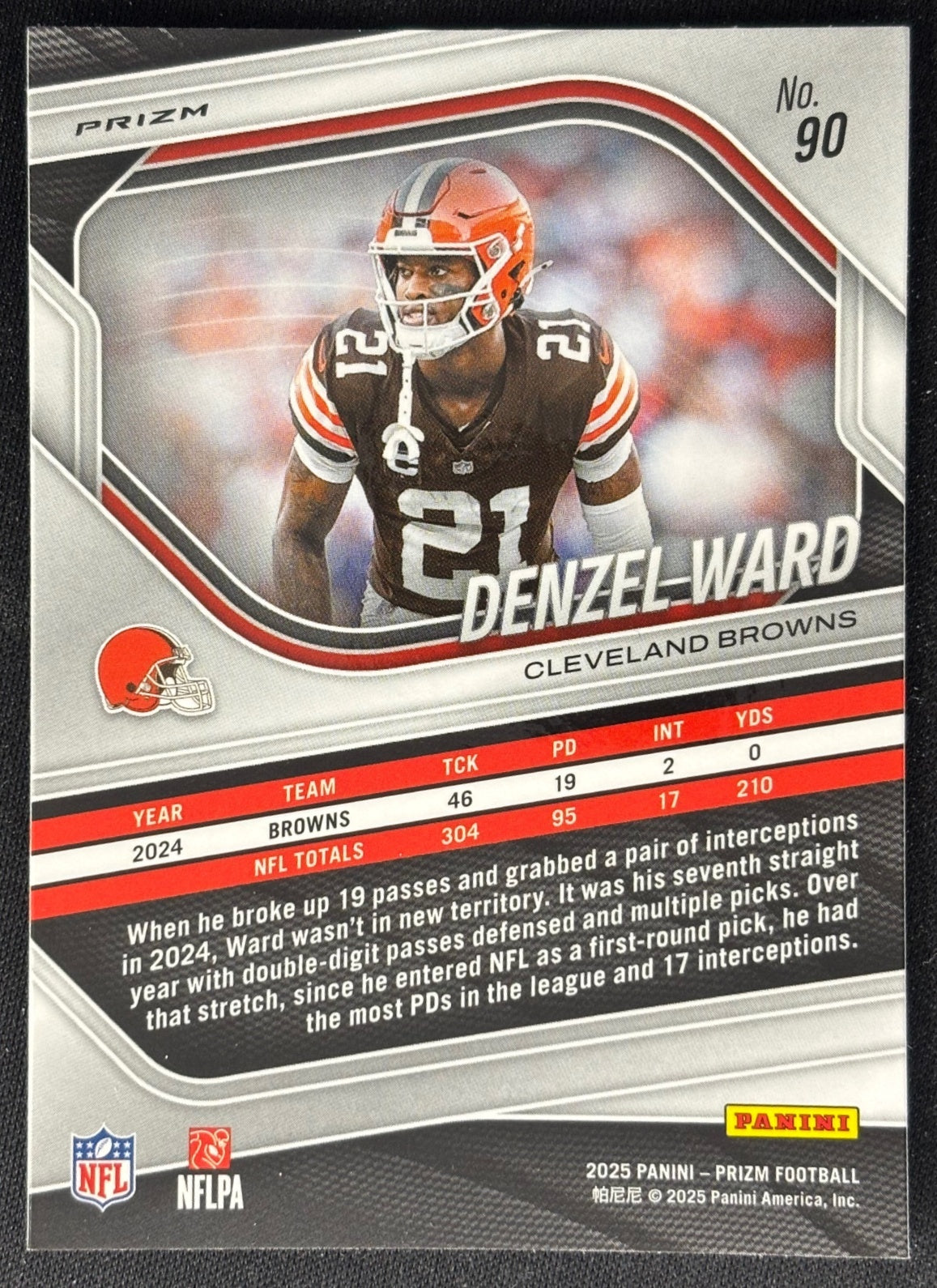Denzel Ward 2025 Prizm White Disco Prizms Browns Sports Trading Card
