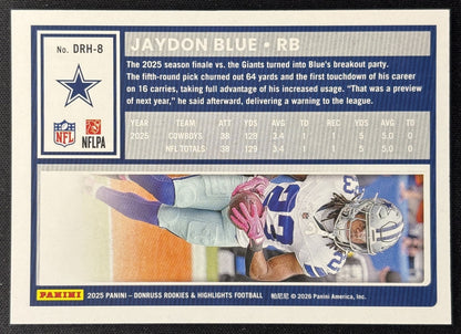 Jaydon Blue 2025 Panini Donruss Rookies & Highlights Cowboys Sports Trading Cards