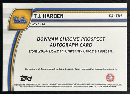 T.J. Harden 2024 Bowman Chrome University Prospect Auto back