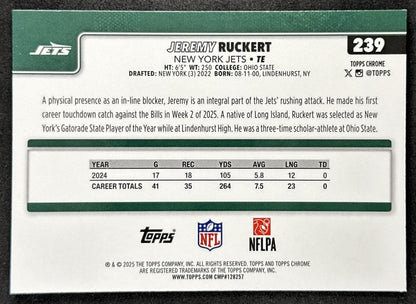 Jeremy Ruckert 2025 Topps Chrome Sapphire Jets back
