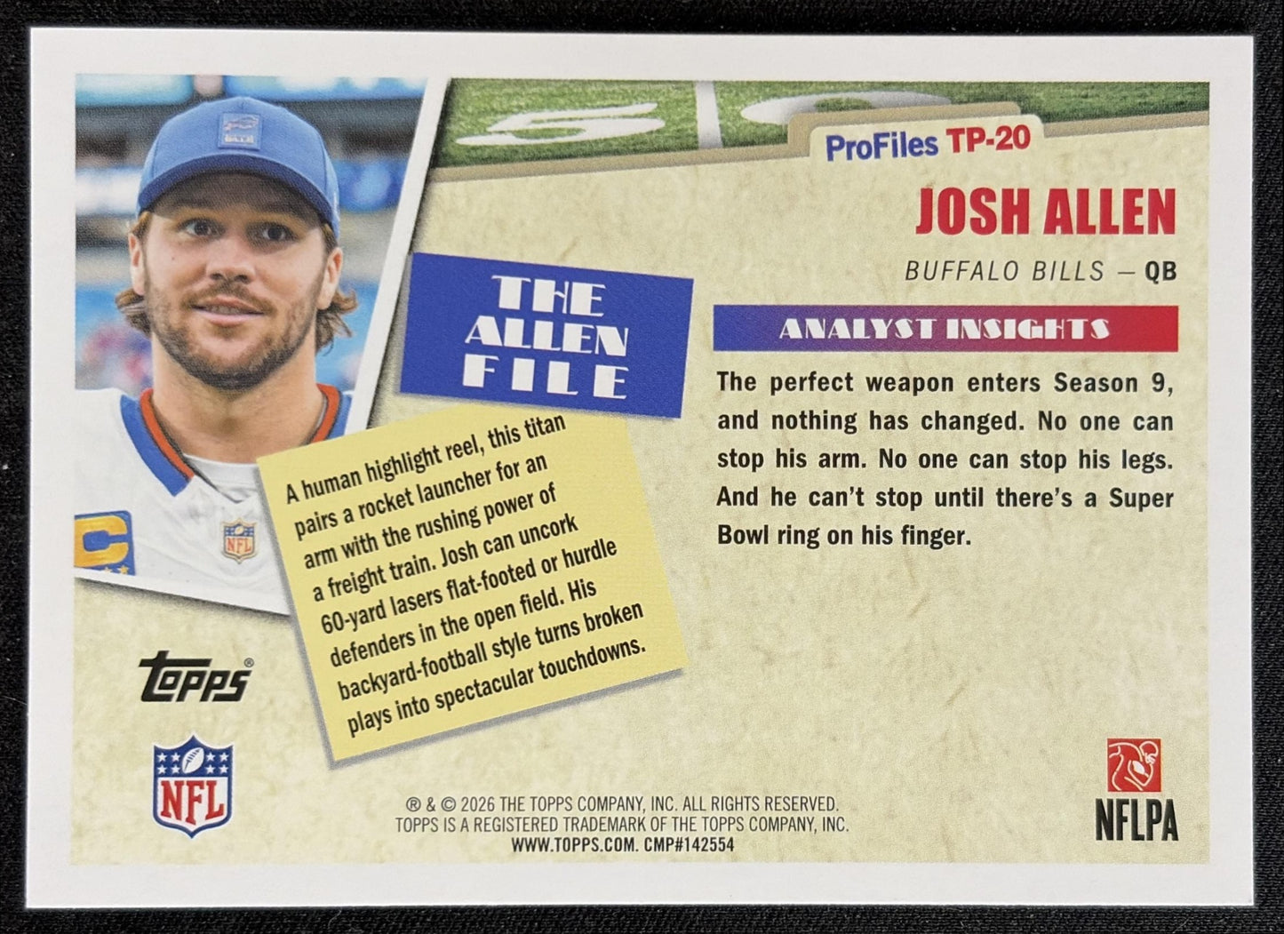 Josh Allen 2026 Topps Profiles Bills back
