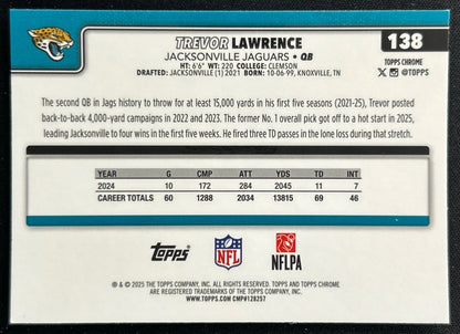 Trevor Lawrence 2025 Topps Chrome Jaguars Sports Trading Cards