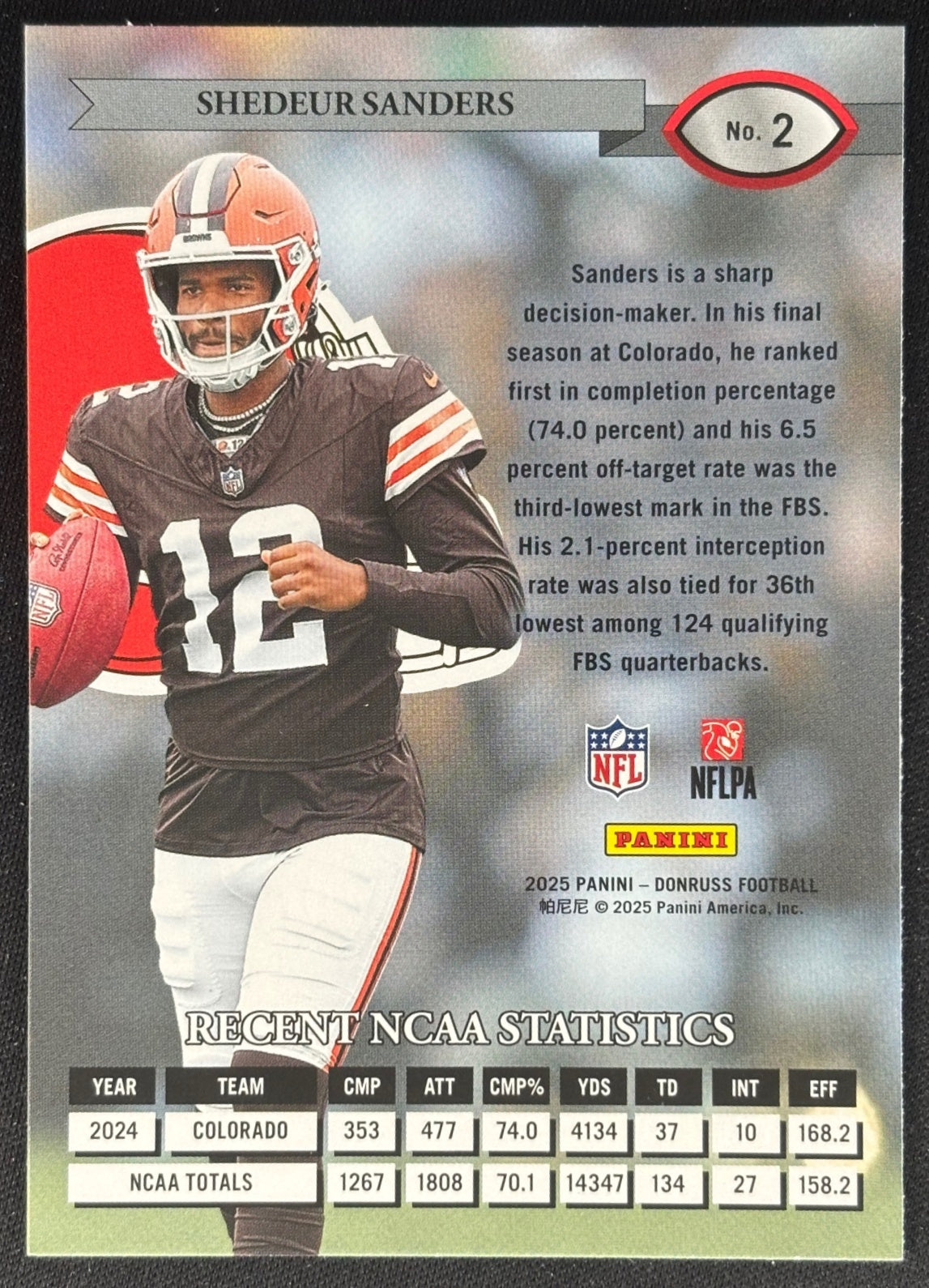 Shedeur Sanders 2025 Donruss Retro 1995 Browns Sports Trading Cards