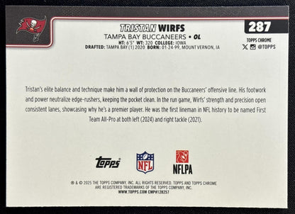 Tristan Wirfs 2025 Topps Chrome Blue Wave Refractor /150 Buccaneers Football