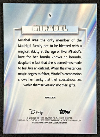 Mirabel 2026 Topps Chrome Disney Refractor Encanto Back