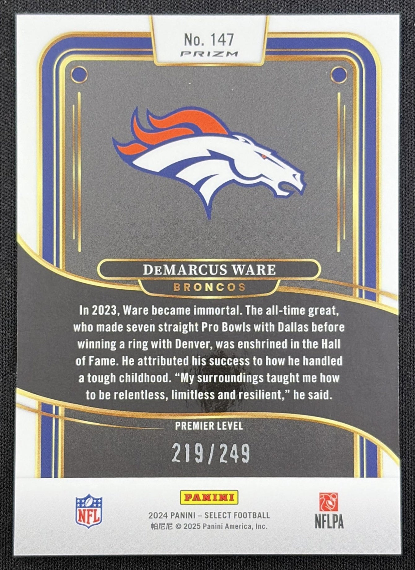 DeMarcus Ware 2024 Panini Select Premier Tri-Color Prizm /249 Broncos