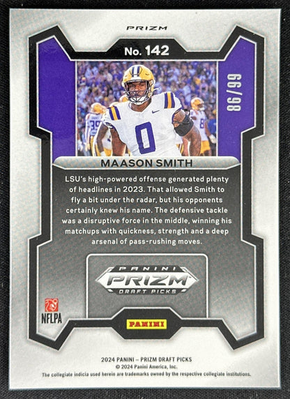 Maason Smith 2024 Panini Prizm Collegiate Draft Picks Blue Ice /99 Tigers