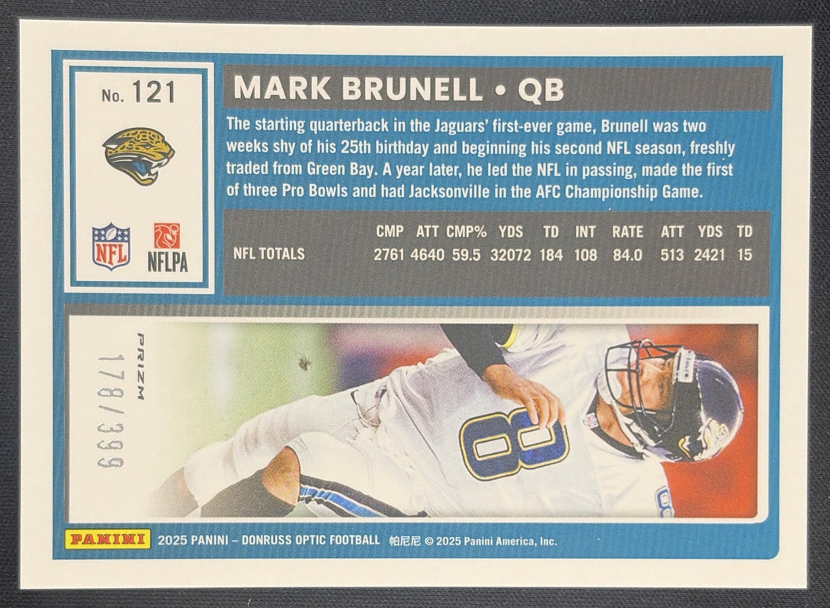 Mark Brunell 2025 Panini Donruss Optic Neon Blue Prizm /399 Jaguars