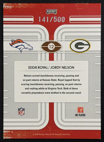 Eddie Royal Jordy Nelson 2008 Playoff Contenders Round Numbers /500 Packers Broncos