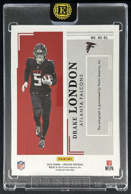 Drake London 2022 Panini Encased Rookie Endorsements Gold /25 Falcons Back
