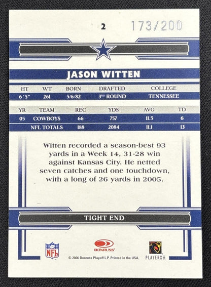 Jason Witten 2006 Donruss Threads Retail Blue /200 Cowboys