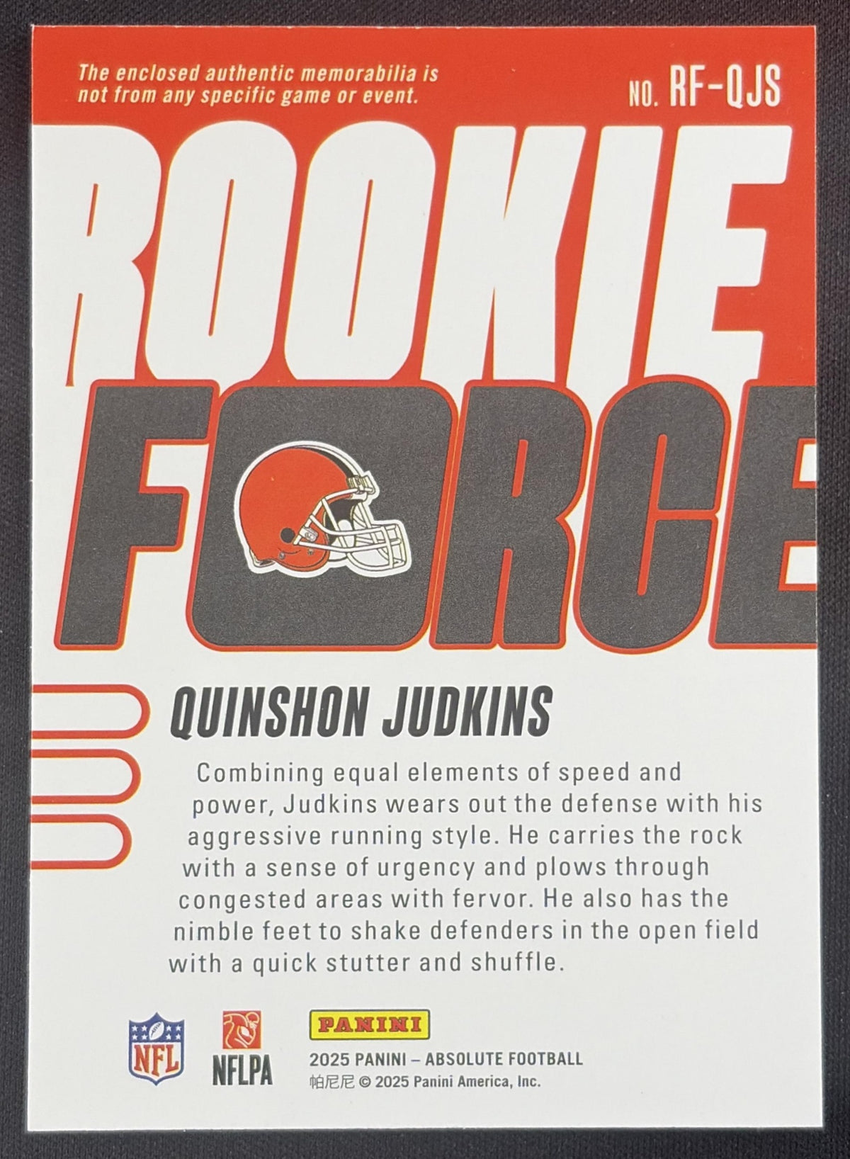 Quinshon Judkins 2025 Panini Absolute Rookie Force Browns