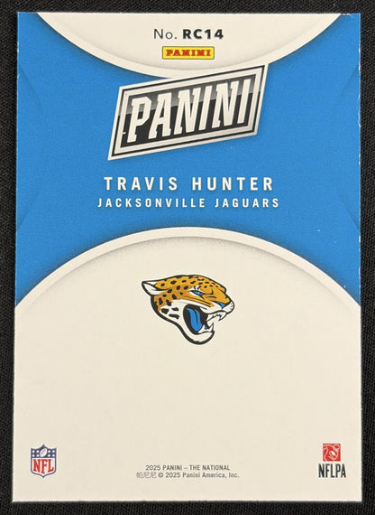 Travis Hunter 2025 Panini NSCC Silver Packs Wrapper Redemption Rookies Diamond Plate Jaguars - Back