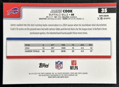James Cook 2025 Topps Chrome Neon Pulse Refractor Bills