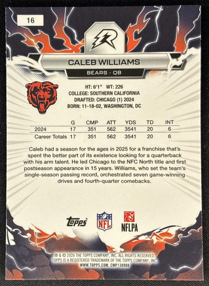 Caleb Williams 2025 Topps Resurgence Prism Refractor Bears Chicago Bears Sports Trading Cards