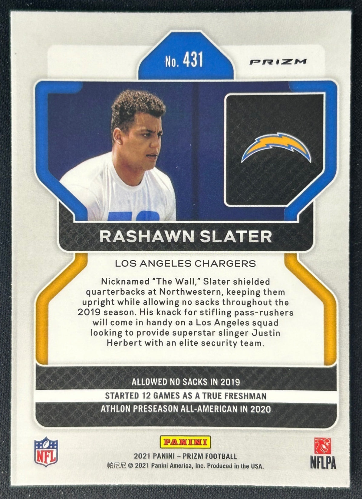 Rashawn Slater 2021 Prizm Red Chargers - back