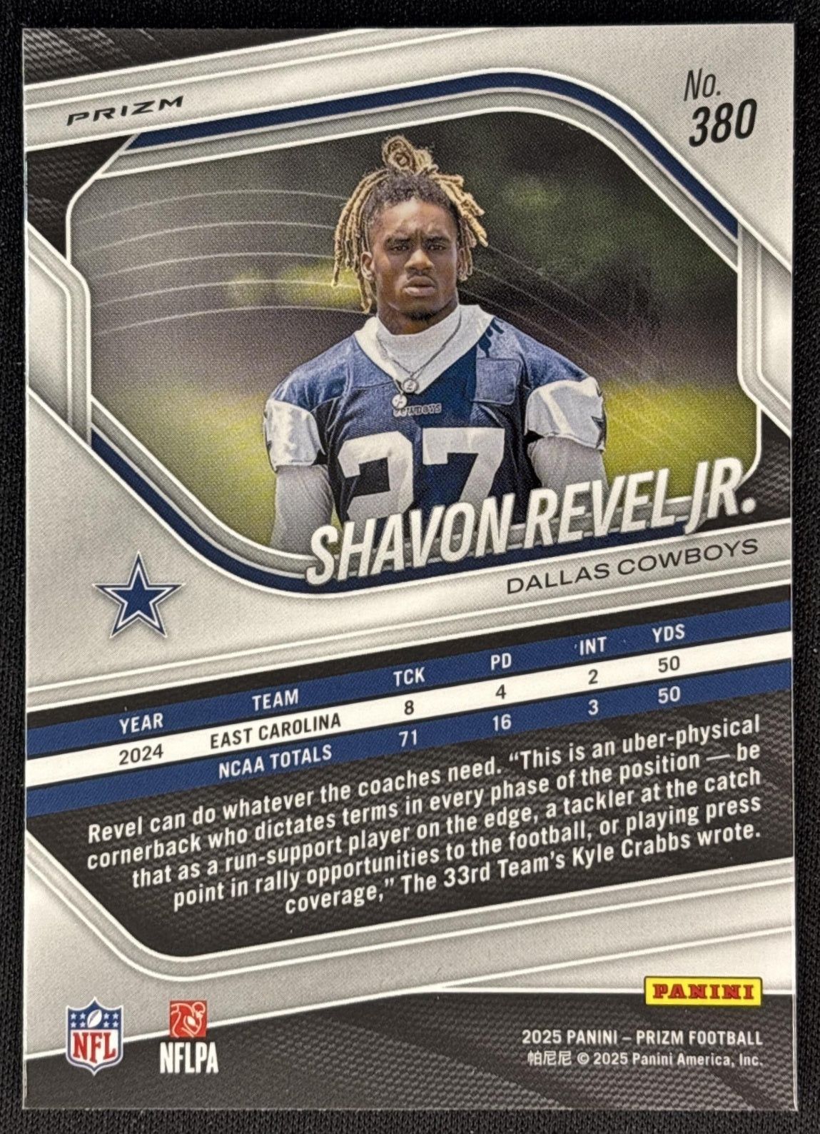 Shavon Revel Jr. 2025 Panini Prizm White Disco Cowboys back