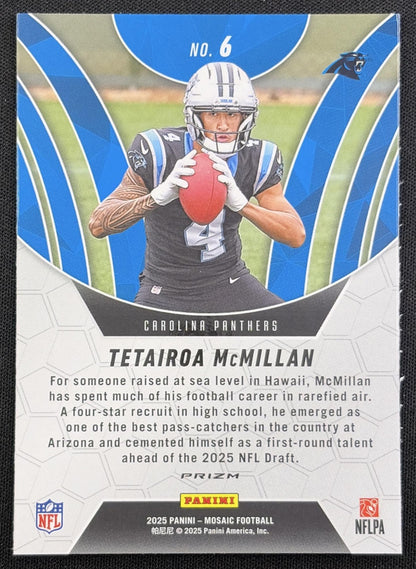 Tetairoa McMillan 2025 Panini Mosaic Elevate Orange Fluorescent Prizm Panthers