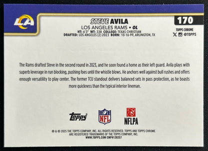 Steve Avila 2025 Topps Chrome Rams Sports Trading Cards