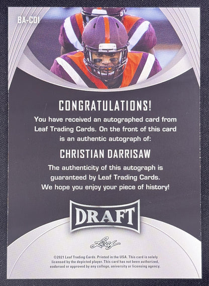 Christian Darrisaw 2021 Leaf Draft Auto Hokies