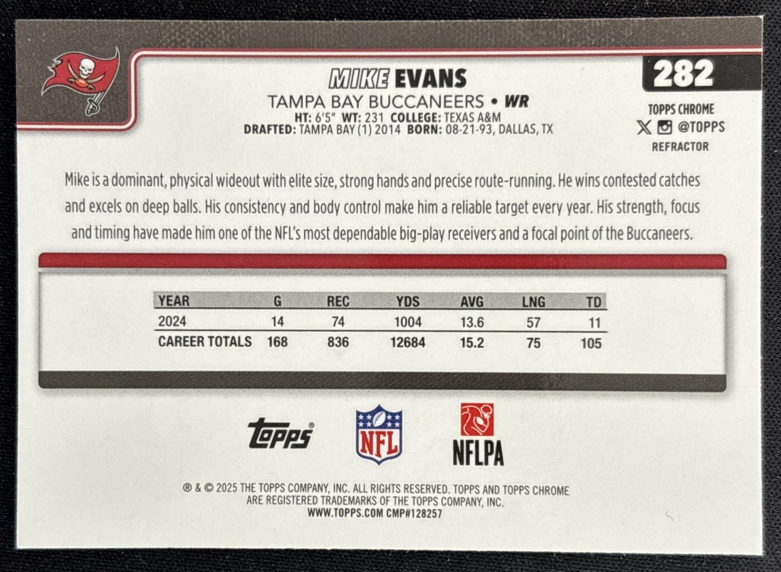 Mike Evans 2025 Topps Chrome Refractor Buccaneers