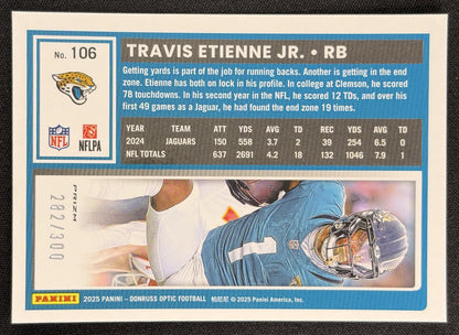 Travis Etienne Jr. 2025 Panini Donruss Optic Wave Prizm /300 Jaguars back
