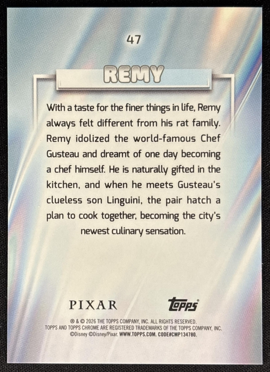 Remy 2026 Topps Chrome Disney Ratatouille back