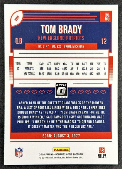 Tom Brady 2018 Panini Donruss Optic Patriots