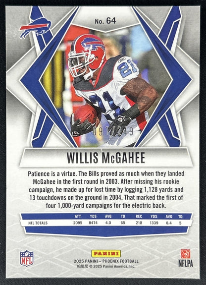 Willis McGahee 2025 Panini Phoenix Purple Winter Prizm /249 Bills Back
