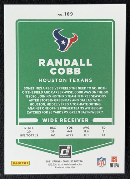 Randall Cobb 2021 Panini Donruss Press Proof Premium Texans - Houston Texans