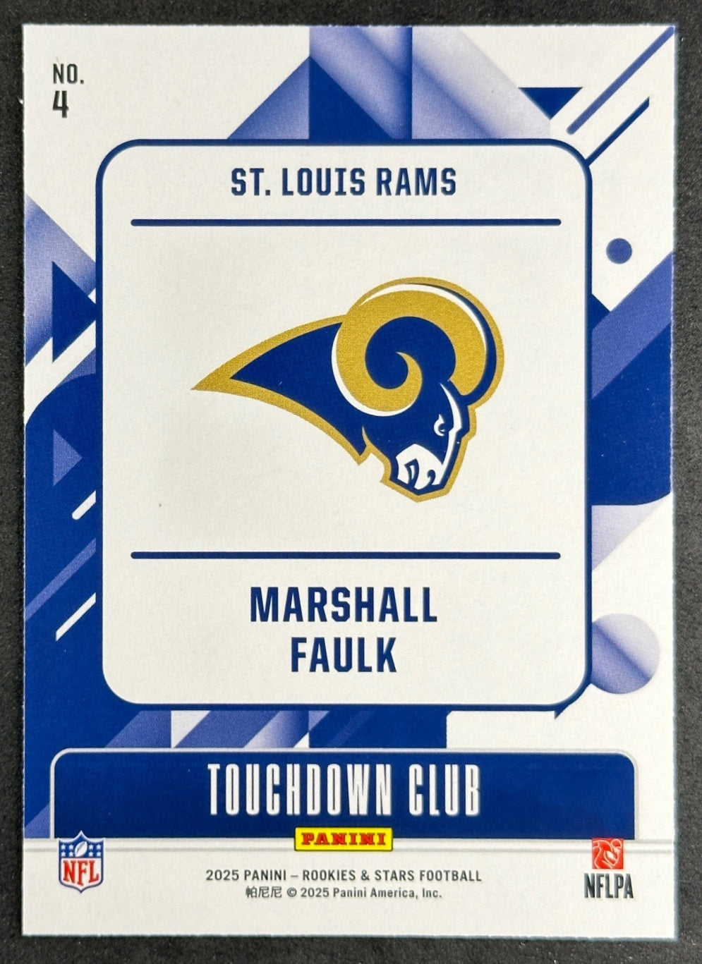 Marshall Faulk 2025 Panini Rookies & Stars Touchdown Club Rams Sports Trading Cards