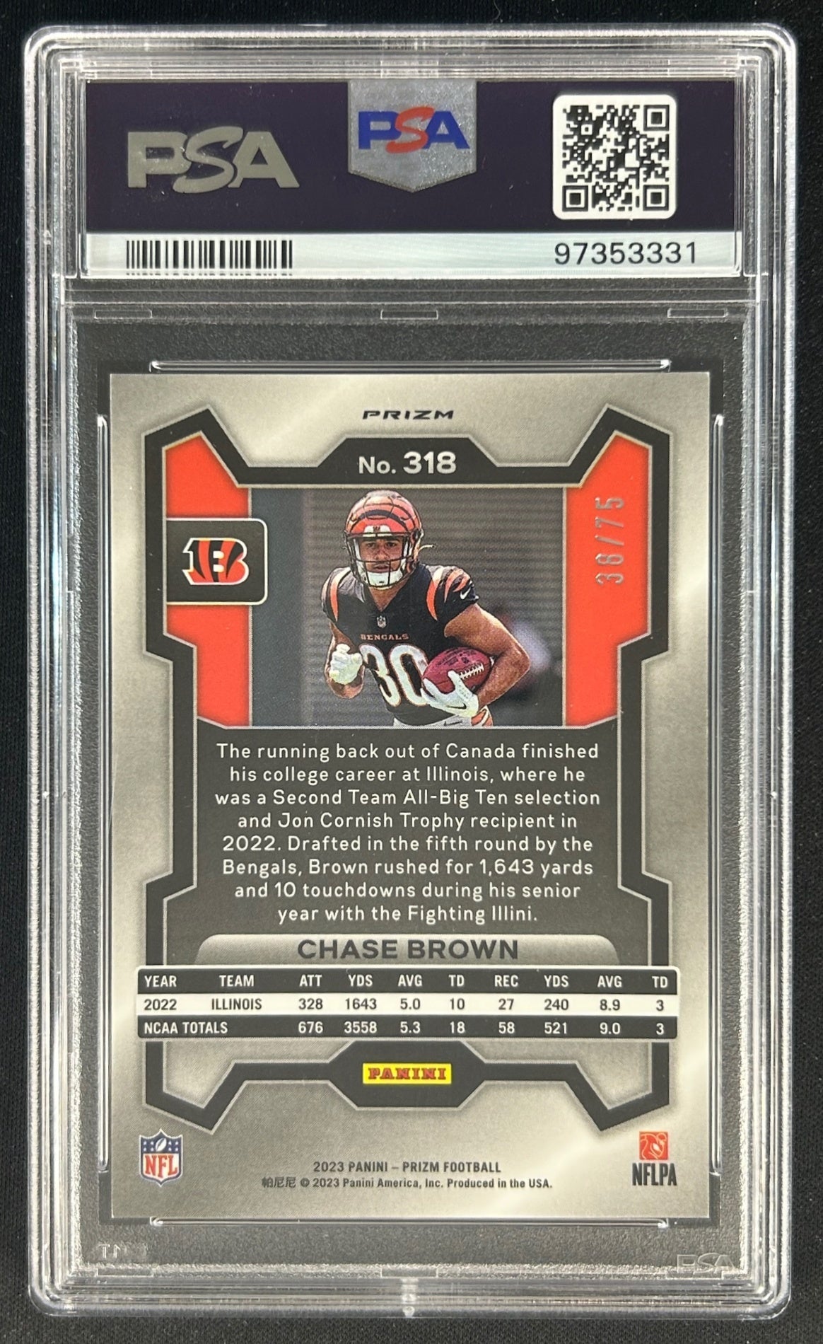 Chase Brown 2023 Prizm Green Scope /75 PSA 10 | Wayne Collection