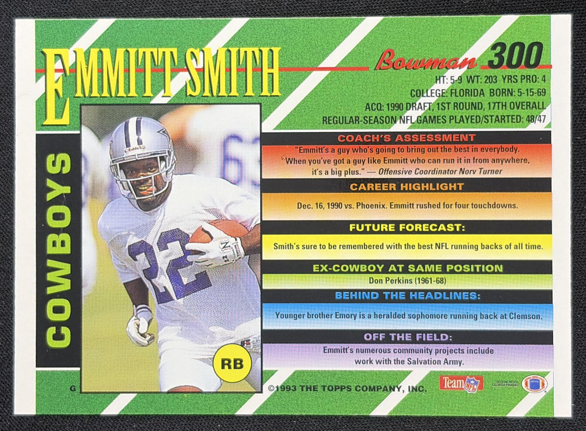 Emmitt Smith 1993 Bowman Cowboys