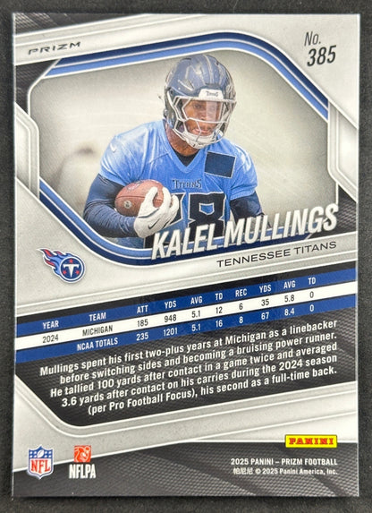 Kalel Mullings 2025 Panini Prizm Lazer Titans Football