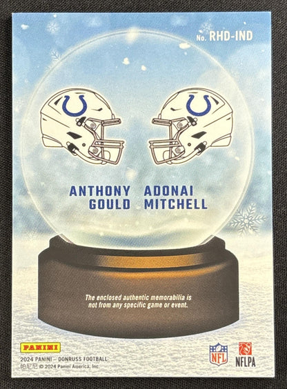 Adonai Mitchell Anthony Gould 2024 Panini Donruss Rookie Holiday Sweater Dual Colts