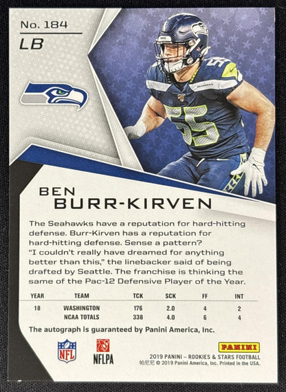 Ben Burr-Kirven 2019 Rookies & Stars Longevity Signatures Orange /99 Seahawks back