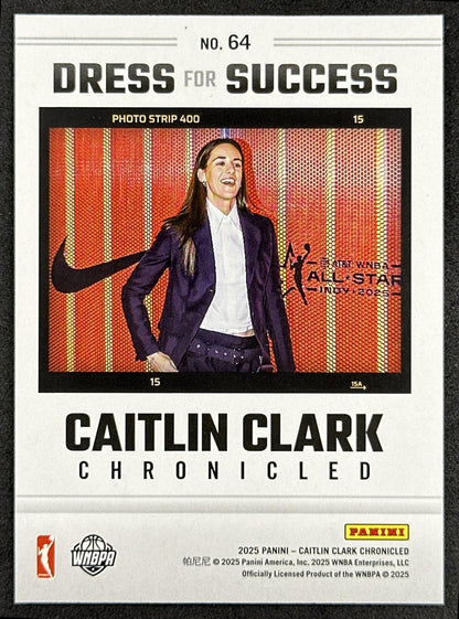 Caitlin Clark 2025 Panini Chronicled Dress For Success Red Cracked Ice Fever 64 Indiana Fever
