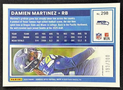 Damien Martinez 2025 Panini Donruss Optic Rated Rookie Wave Prizm /300 Seahawks