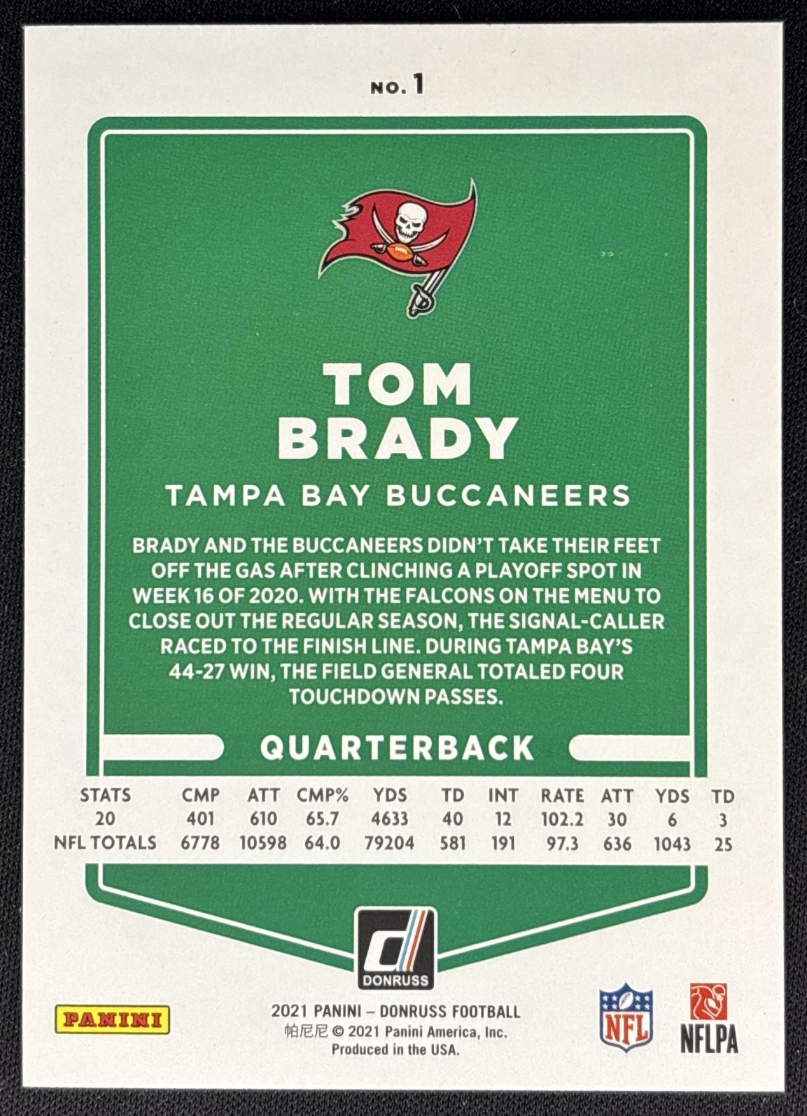 Tom Brady 2021 Panini Donruss Buccaneers Sports Trading Cards