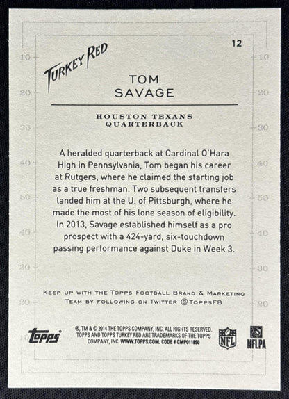 Tom Savage 2014 Topps Turkey Red Texans Sports Trading Cards