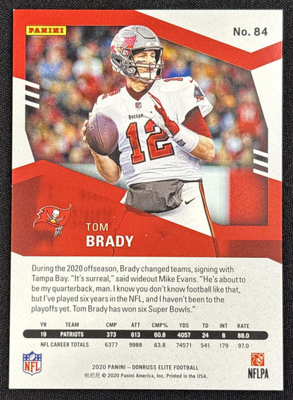 Tom Brady 2020 Panini Donruss Elite Red /399 Buccaneers - back