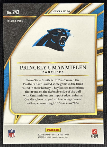 Princely Umanmielen 2025 Panini Select Club Level Pink Prizm Shock Panthers back