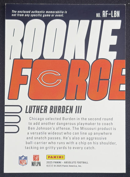 Luther Burden III 2025 Panini Absolute Rookie Force Bears