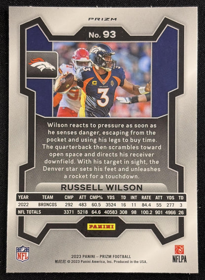 Russell Wilson 2023 Panini Prizm Red Sparkle Prizm Broncos - back