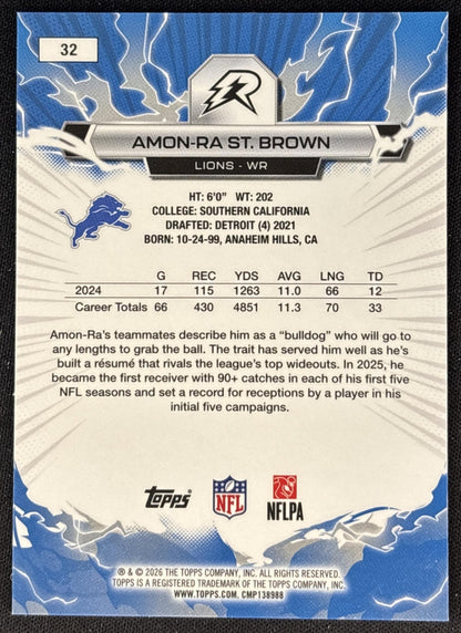 Amon-Ra St. Brown 2025 Topps Resurgence Lions Detroit Lions back
