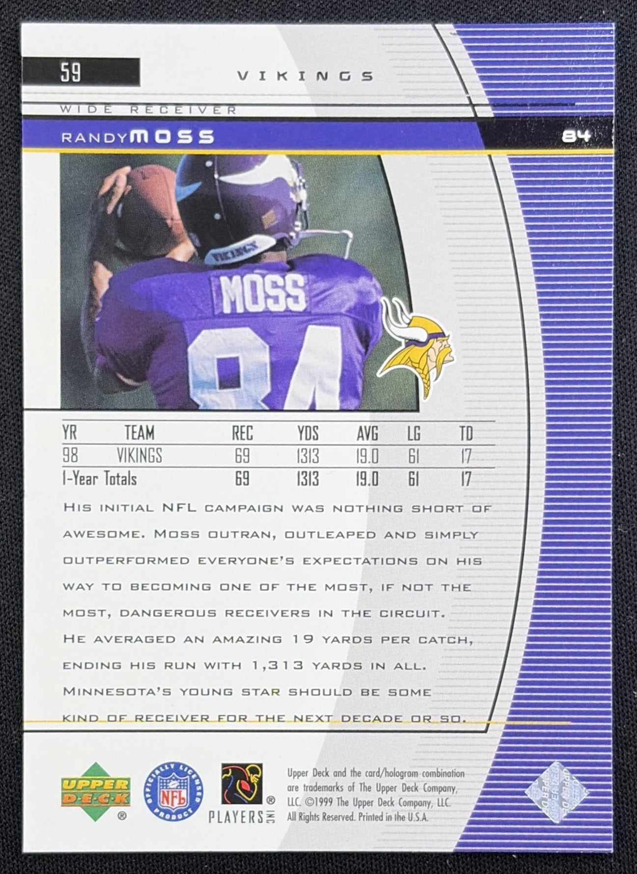 Randy Moss 1999 Upper Deck Black Diamond Vikings