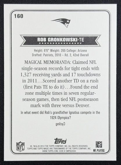 Rob Gronkowski 2012 Topps Magic Patriots New England Patriots