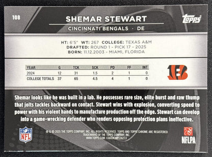 Shemar Stewart 2025 Topps Chrome Black Bengals back